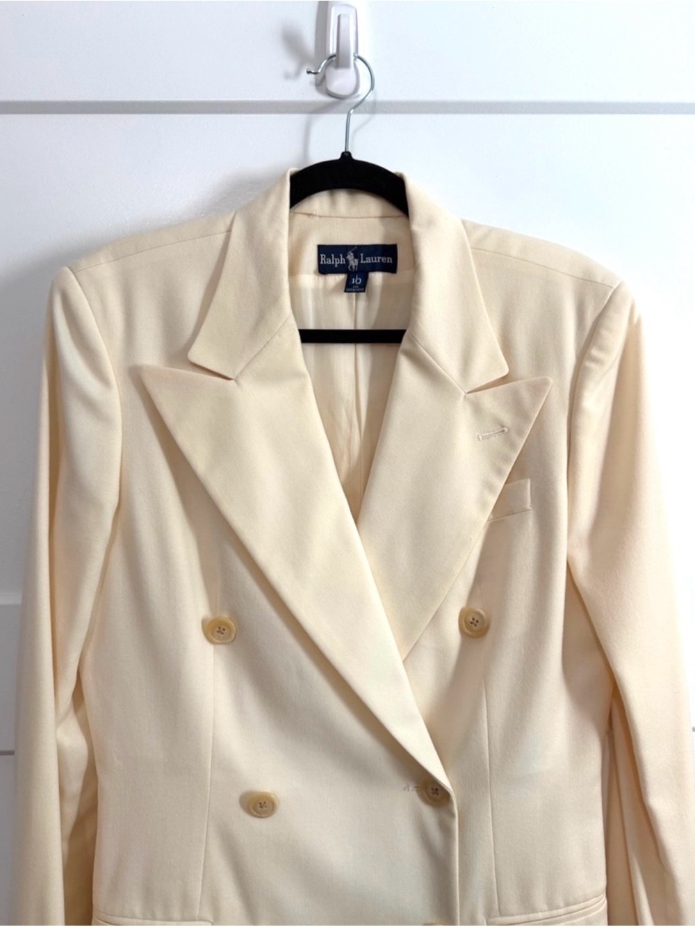 Rare Vintage Ralph Lauren Ivory Wool Double-Breasted Maxi Coat 10